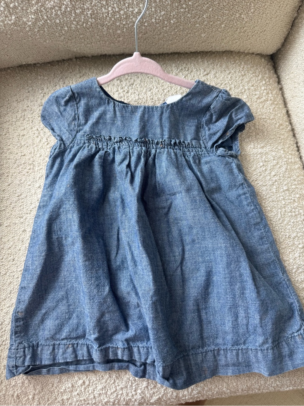 GAP Chambray Puff Sleeve Casual Dress in Blue